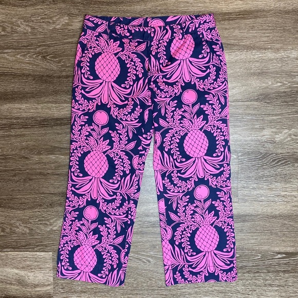 Lilly Pulitzer Pants - W’s Lilly Pulitzer Navy Pink Wide-Leg Cropped Pant